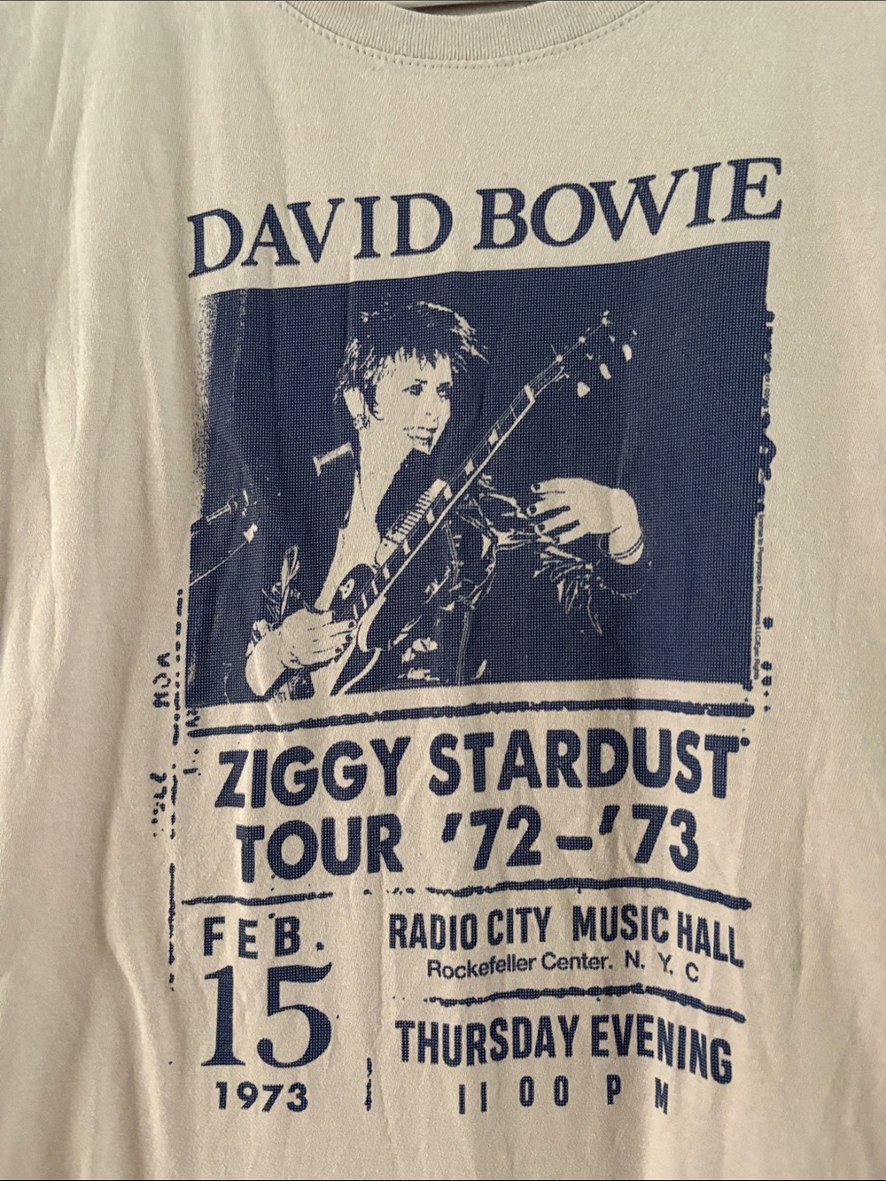 Port and Company David Bowie Ziggy Stardust Graphic Tee - Light Beige & Navy - Picture 4 of 5